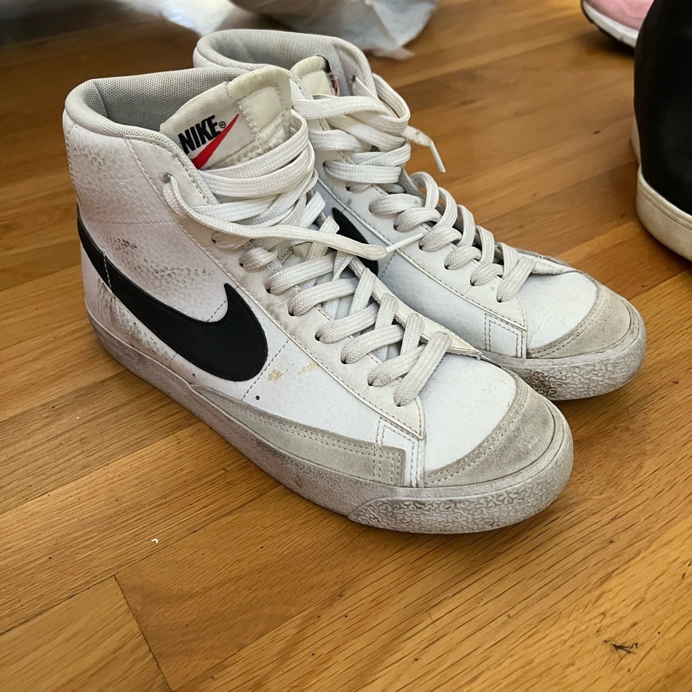 Nike White and Black High-Top Sneakers
